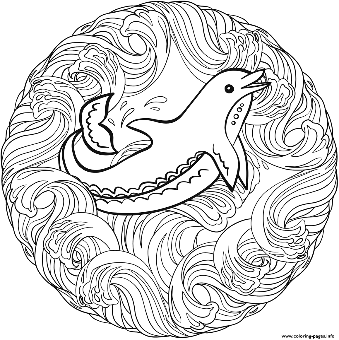 Dolphin Mandala Animal coloring