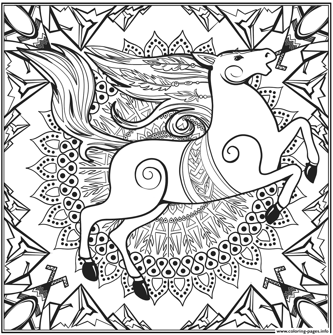 Horse Mandala Animal coloring
