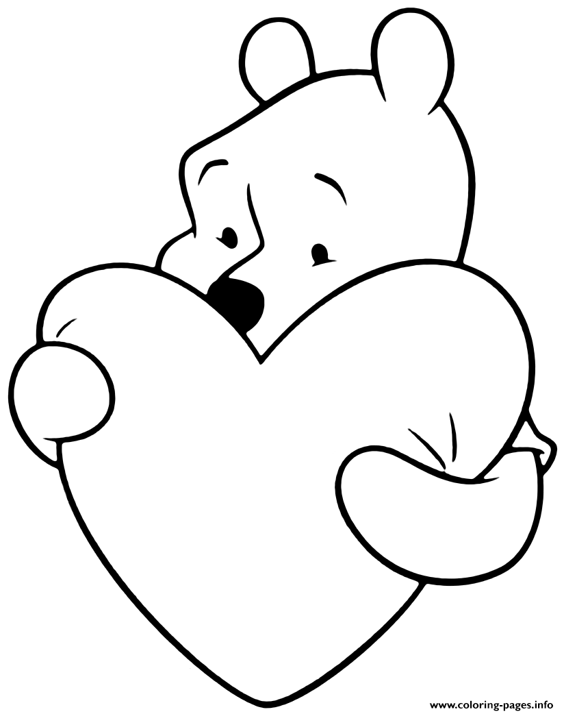 Pooh Valentine Heart coloring