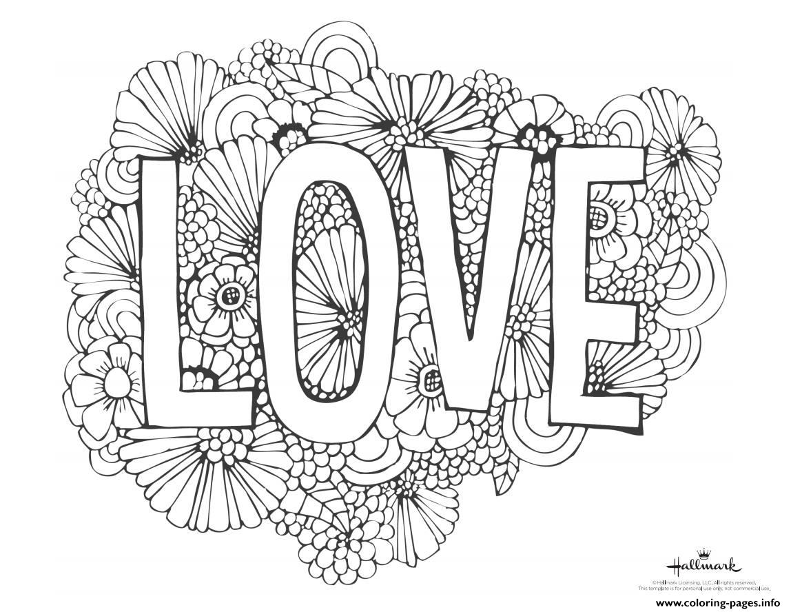 Love Flowers Background Coloring Pages Printable