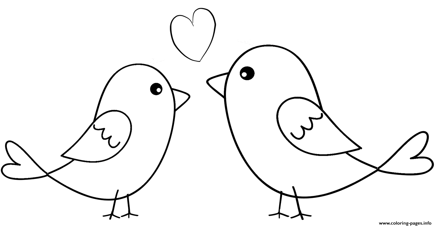 Download Two Birds In Love Coloring Pages Printable