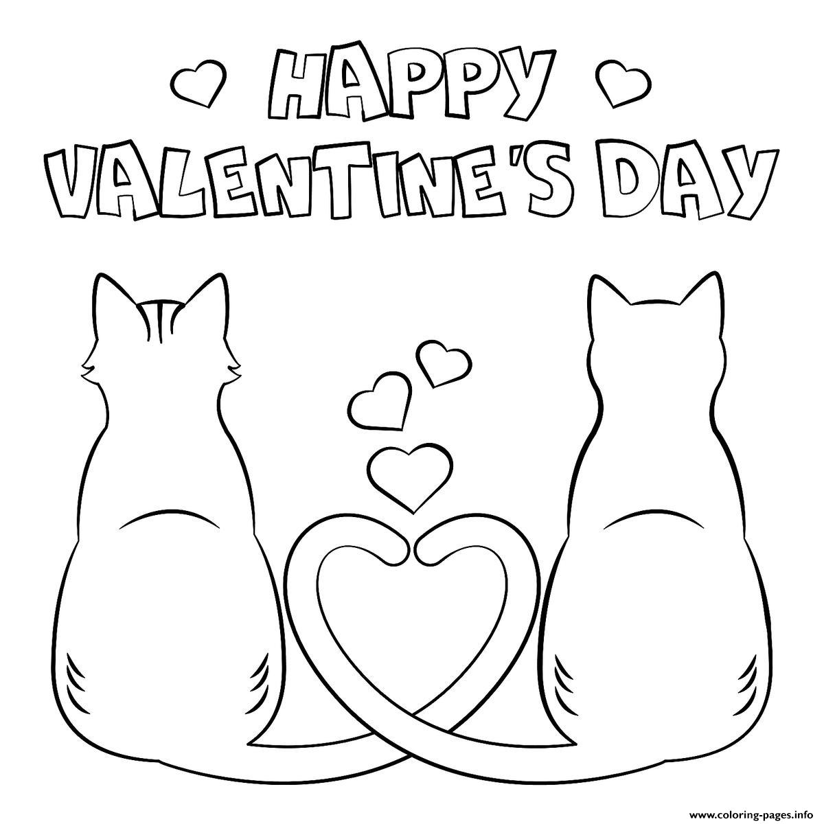 Valentines Day Cats In Love coloring