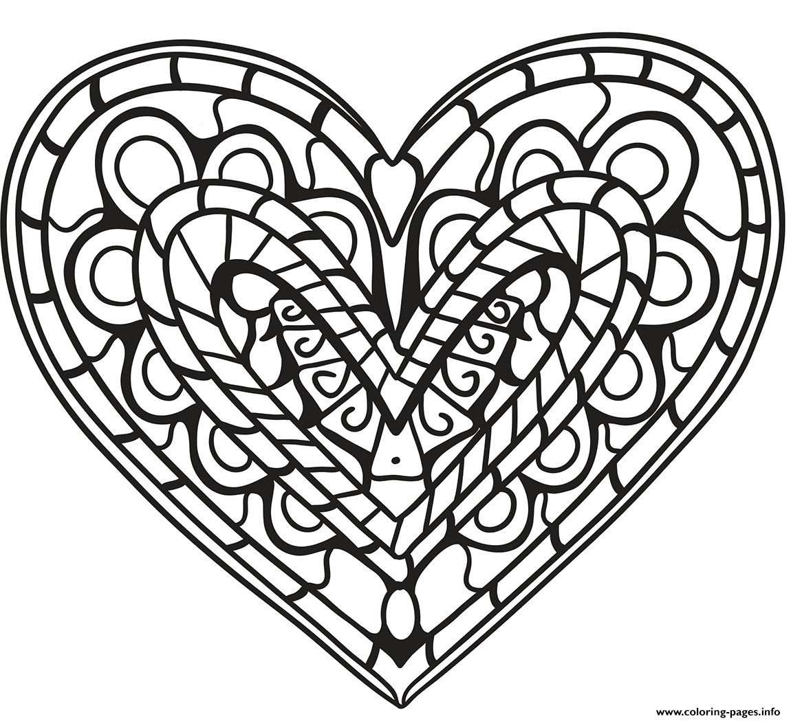 Heart Zentangle coloring