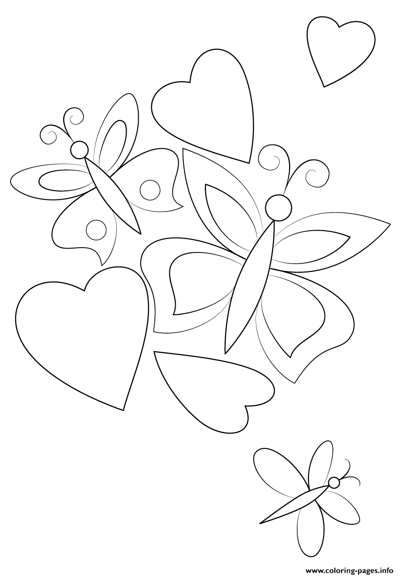 Hearts And Butterflies coloring