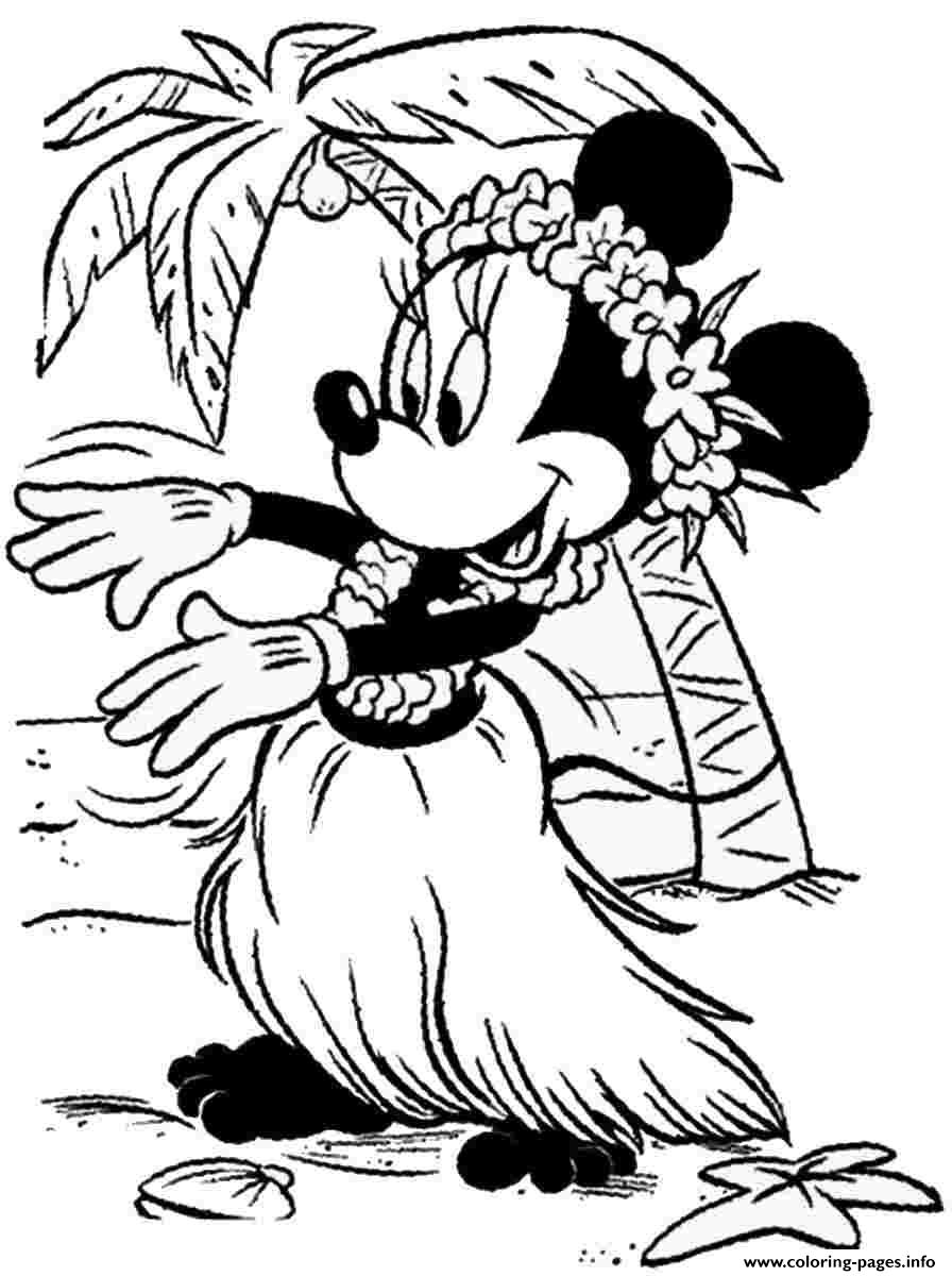 Disney Hawaiian Flowers Minimouse Coloring Pages Printable