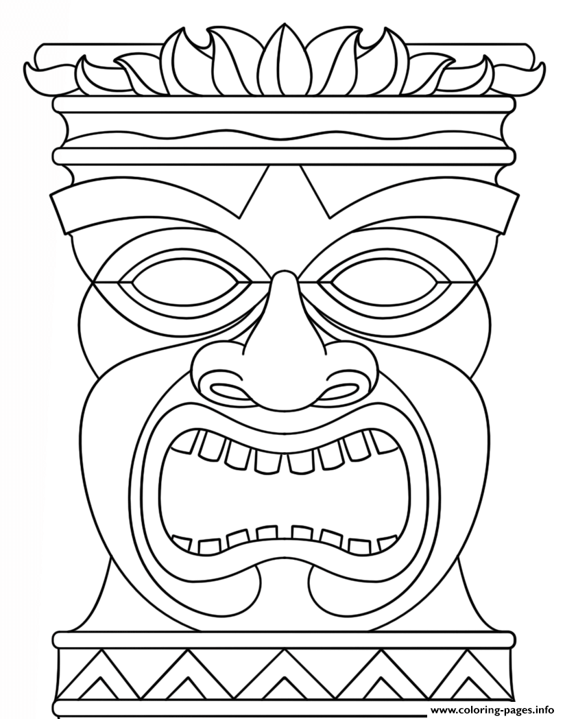Tiki Totem Mask Coloring Pages Printable