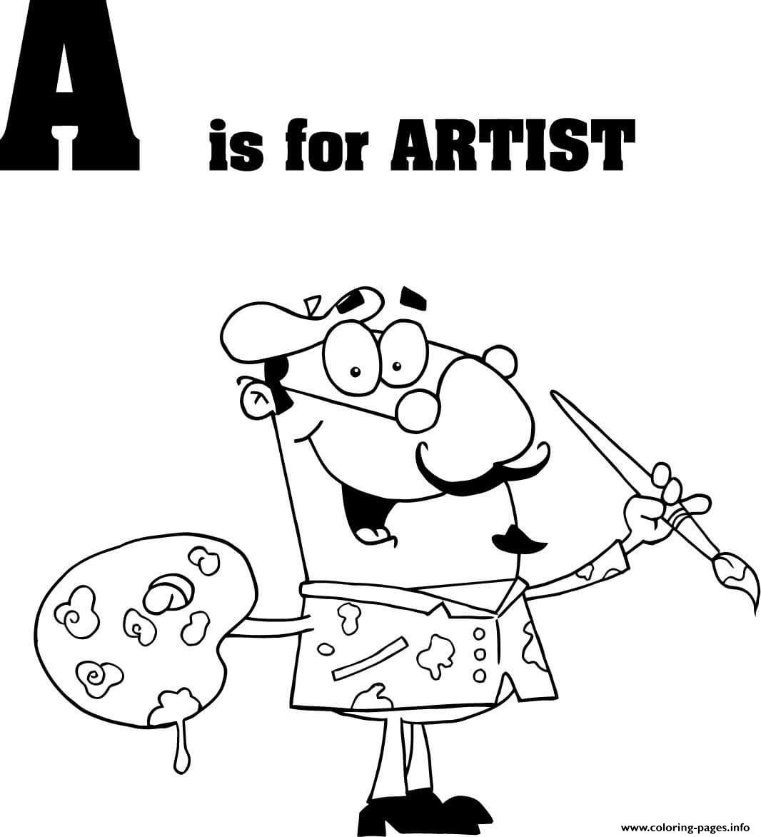 Letter A Is For Artist Coloring Pages Printable