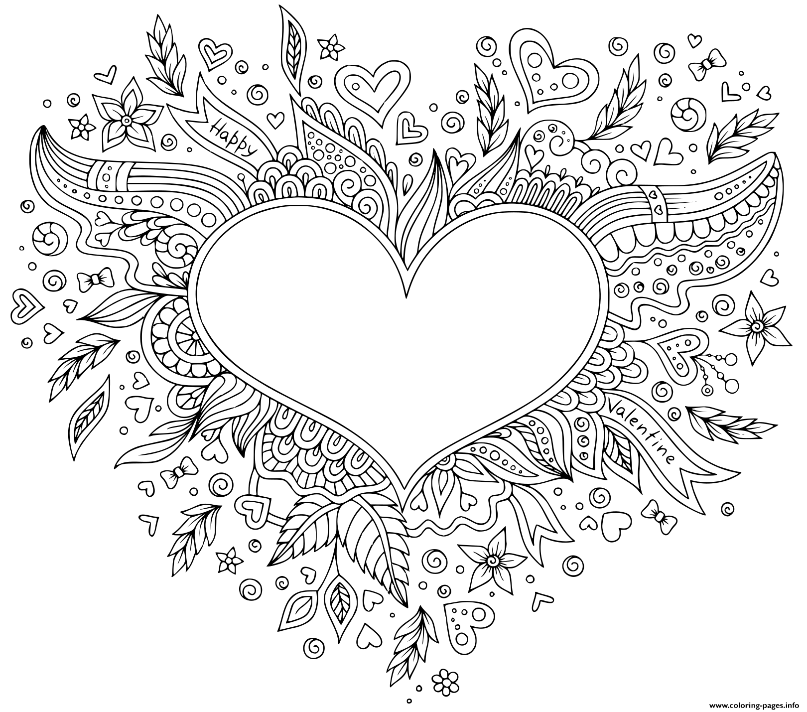 Flower Heart St Valentines Day Greeting Card Hand Made coloring