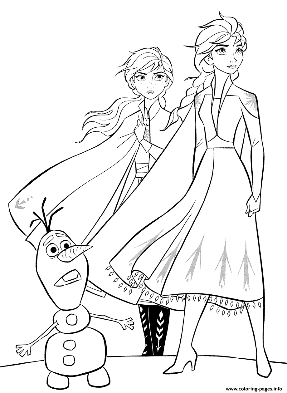 Anna And Elsa And Olaf coloring