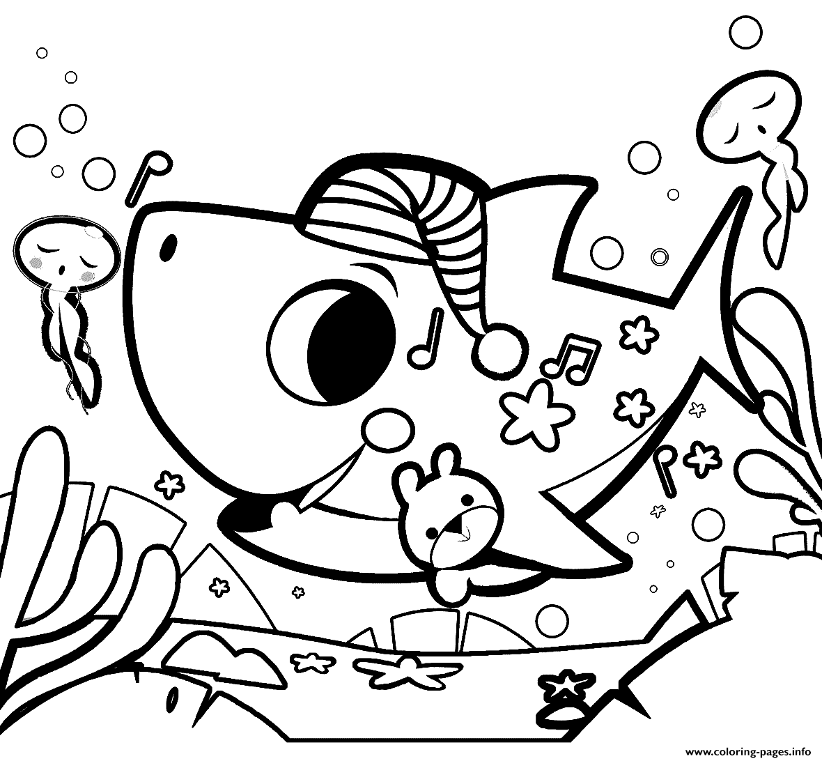 Baby Shark Is Ready To Sleep Coloring Pages Printable