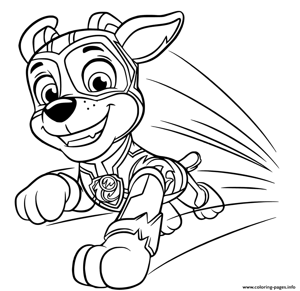 Paw Patrol Mighty Pups Chase coloring