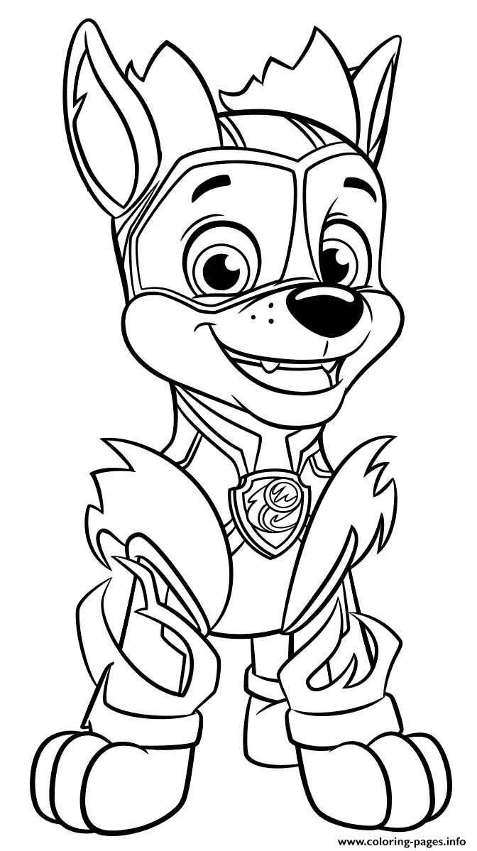 Chase From Paw Patrol Mighty Pups coloring