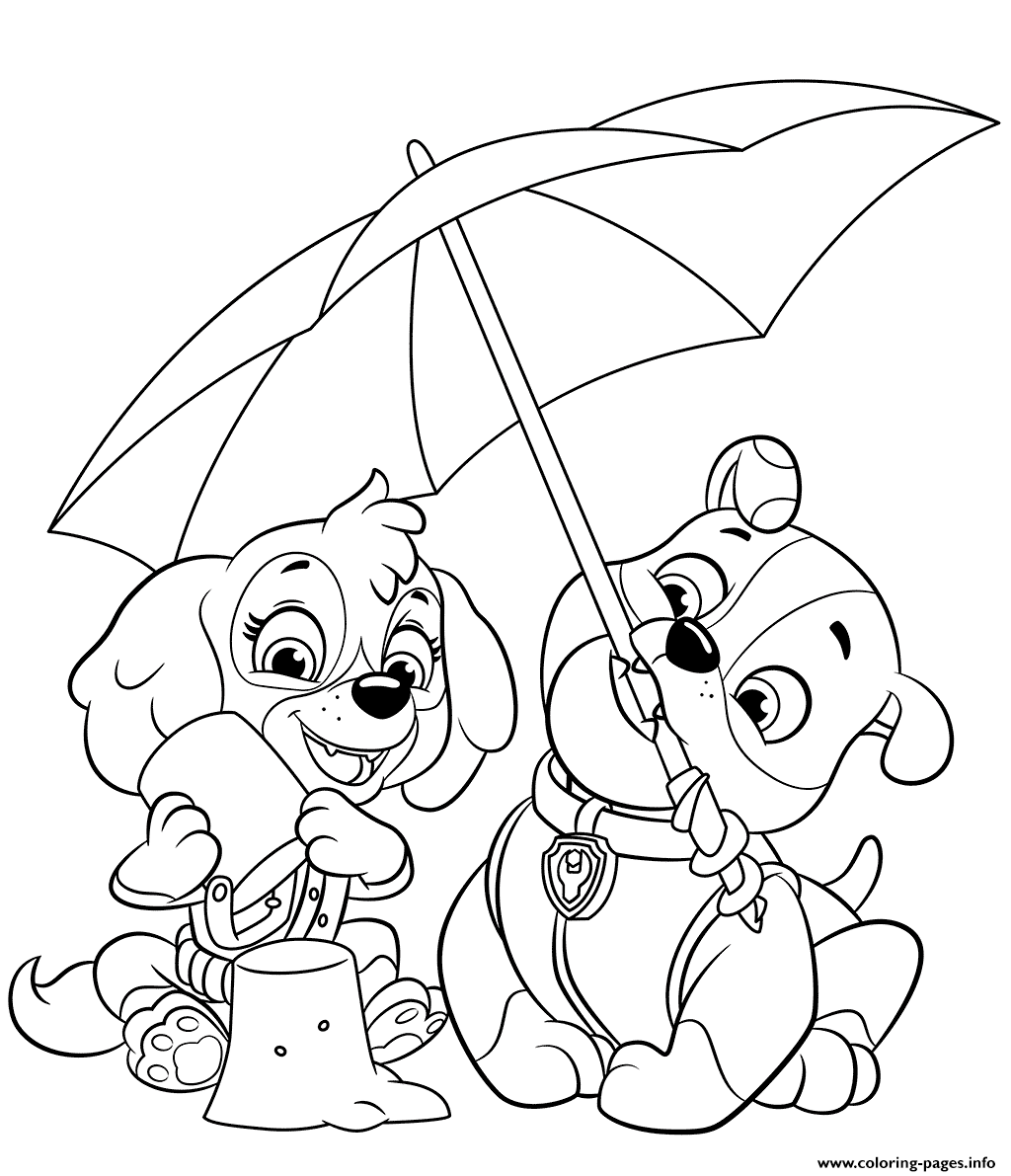 Summer PAW Patrol Rubble And Skye coloring