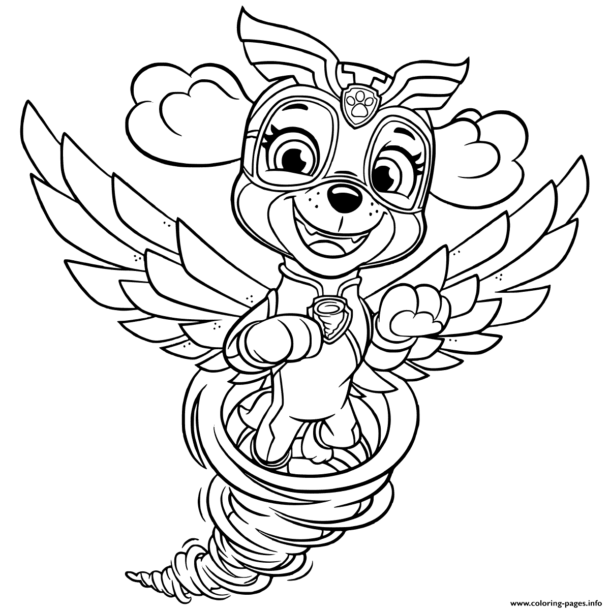 Mighty Pups Skye In Tornado Coloring Pages Printable