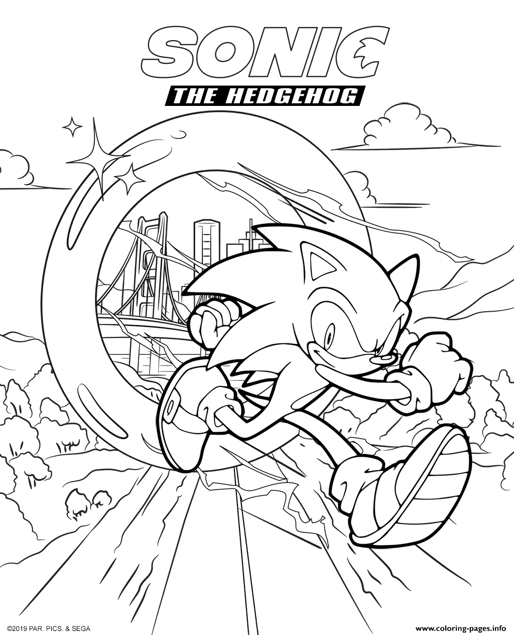 Sonic The Hedgehog Movie 2020 Coloring Page Printable