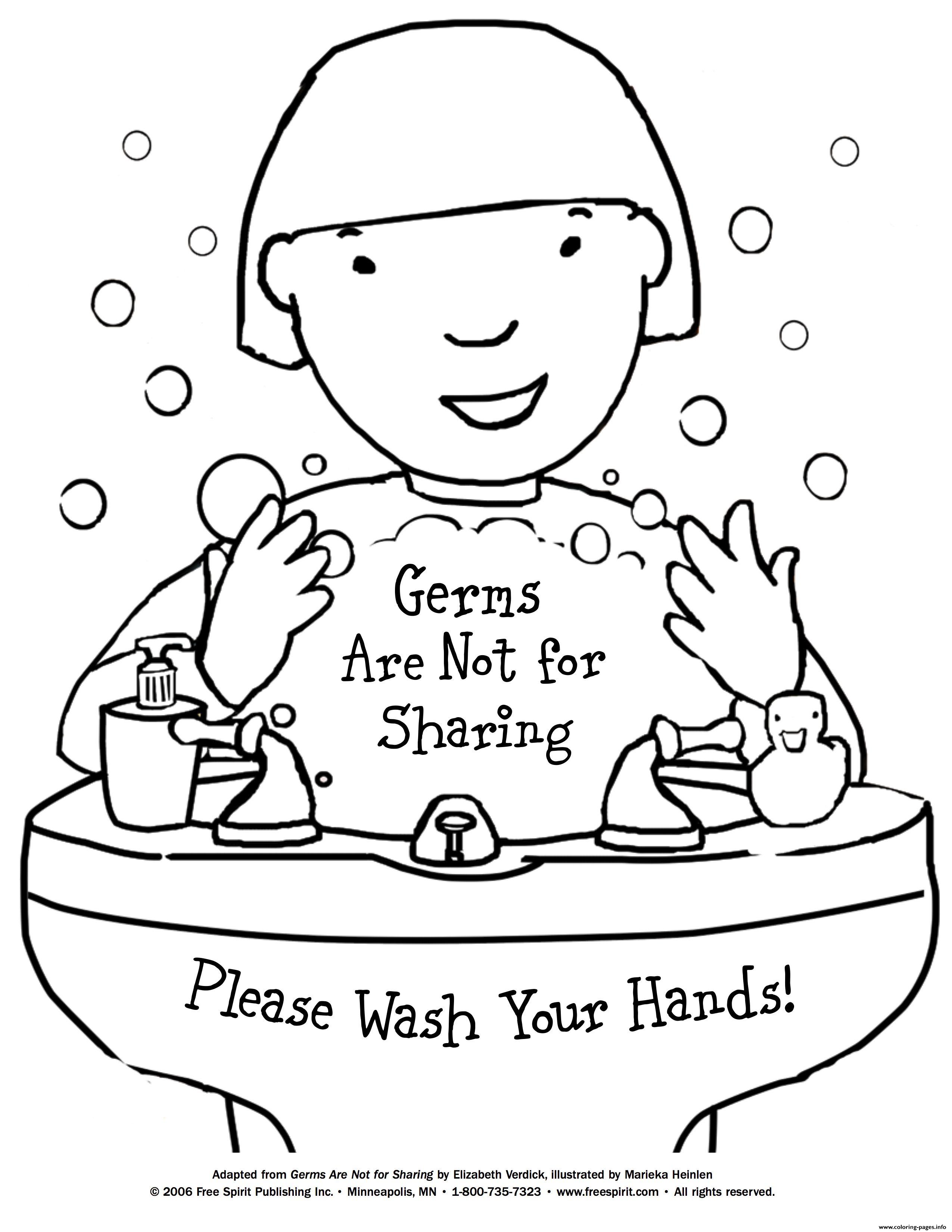 Germs Are Not For Sharing Coloring Page Printable