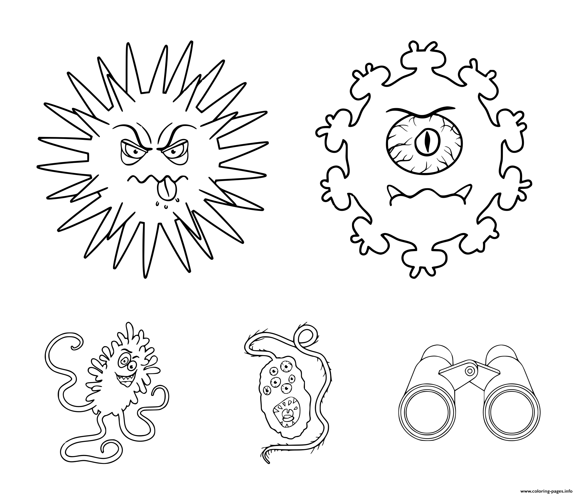 Different Types Of Microbes And Virus Covid 19 Coloring Pages Printable