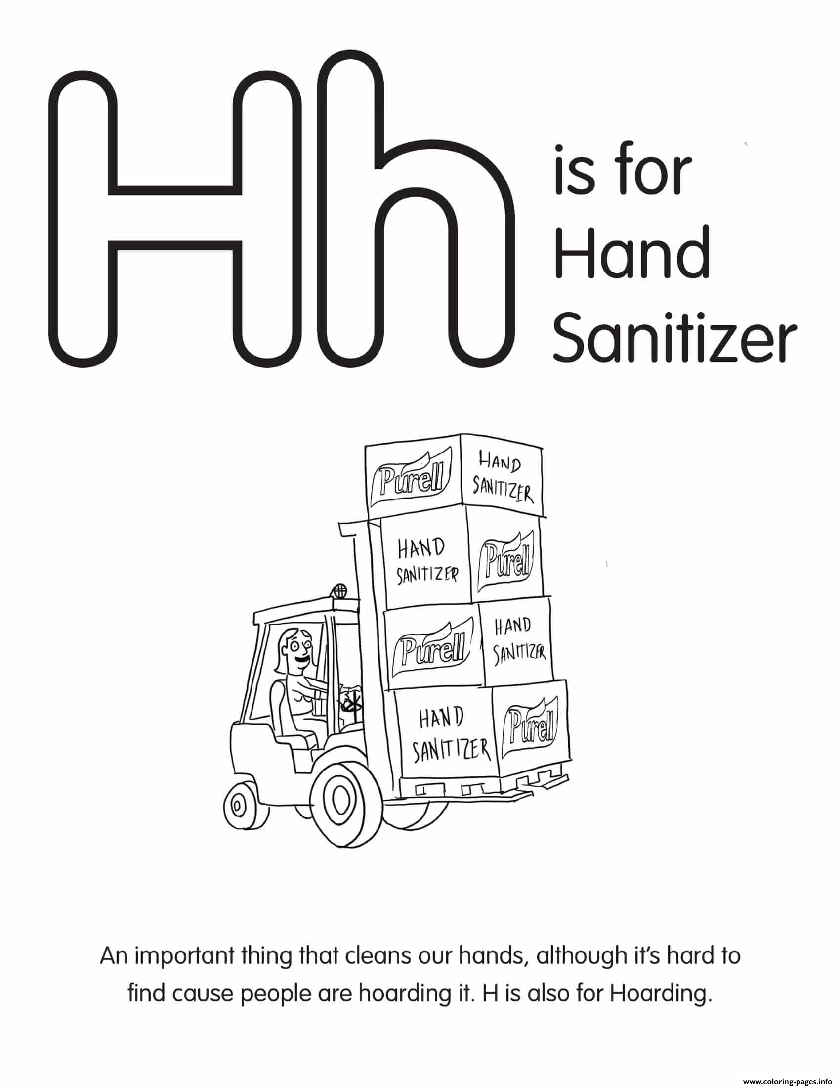 H Is For Hand Sanitizer coloring
