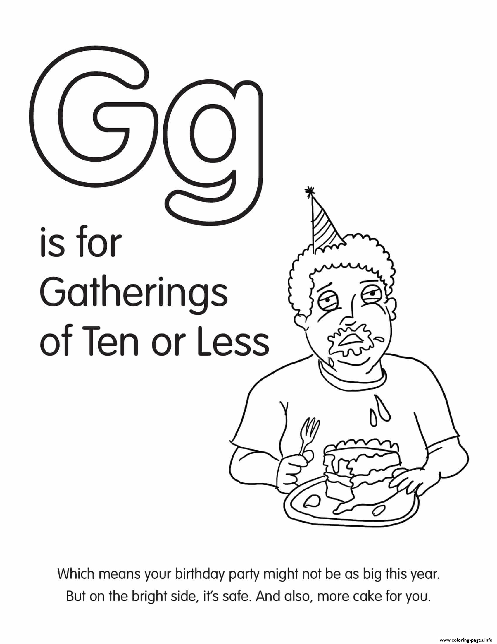 G Is For Gatherings Of0 Or Less coloring