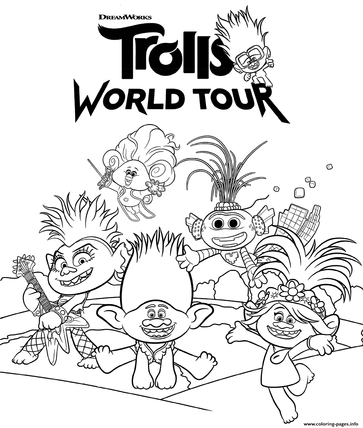 coloring pages of trolls movie