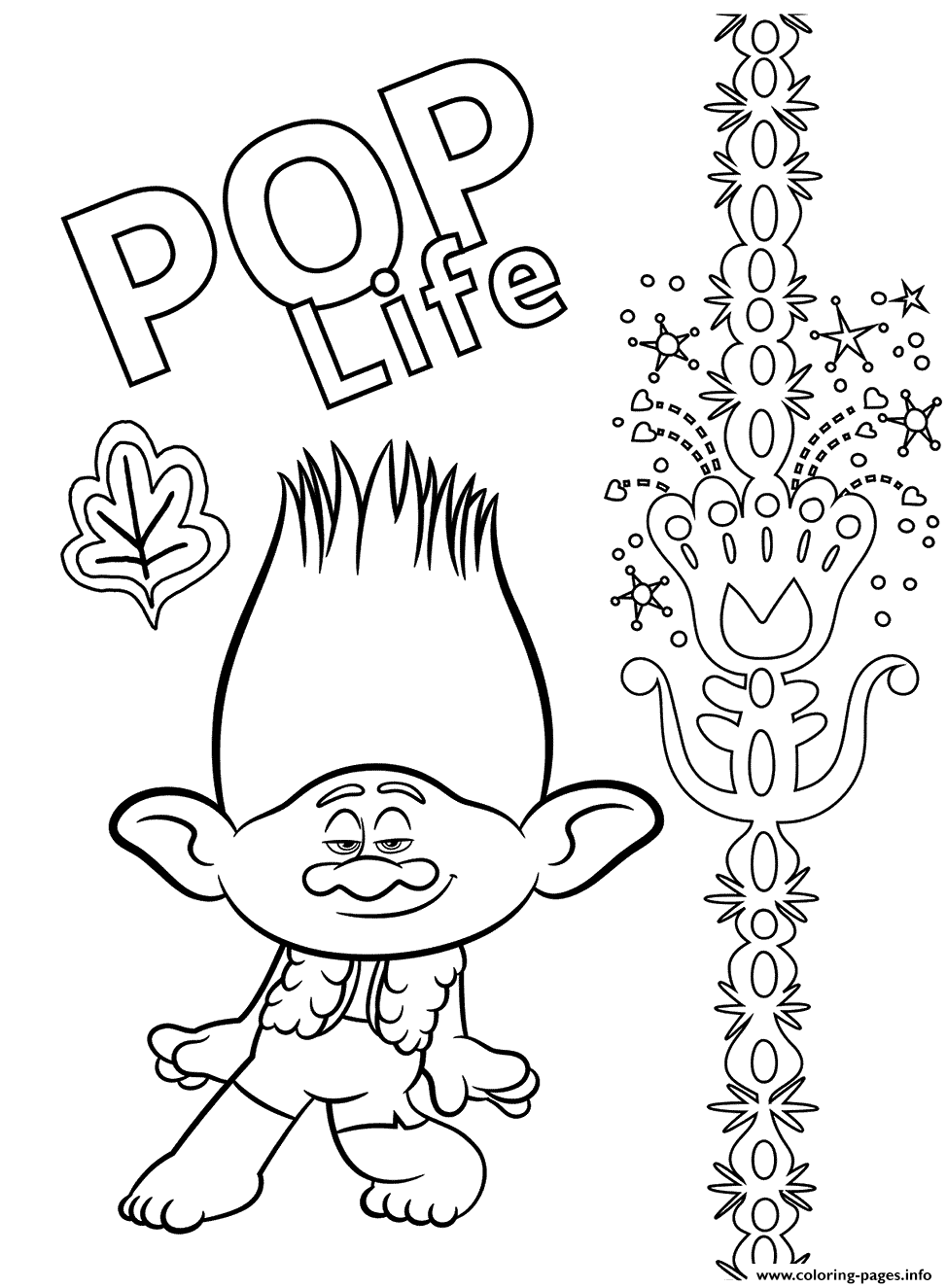 Branch From Trolls 2 Coloring Pages Printable