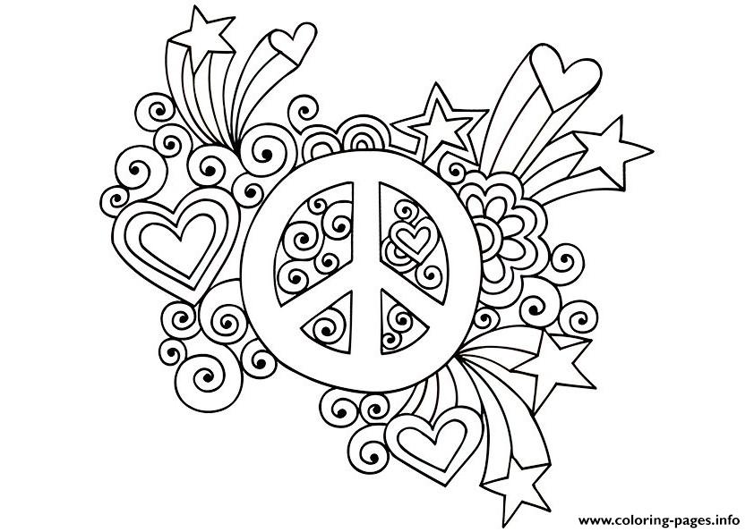 Simple And Attractive Peace Sign Coloring Page Printable
