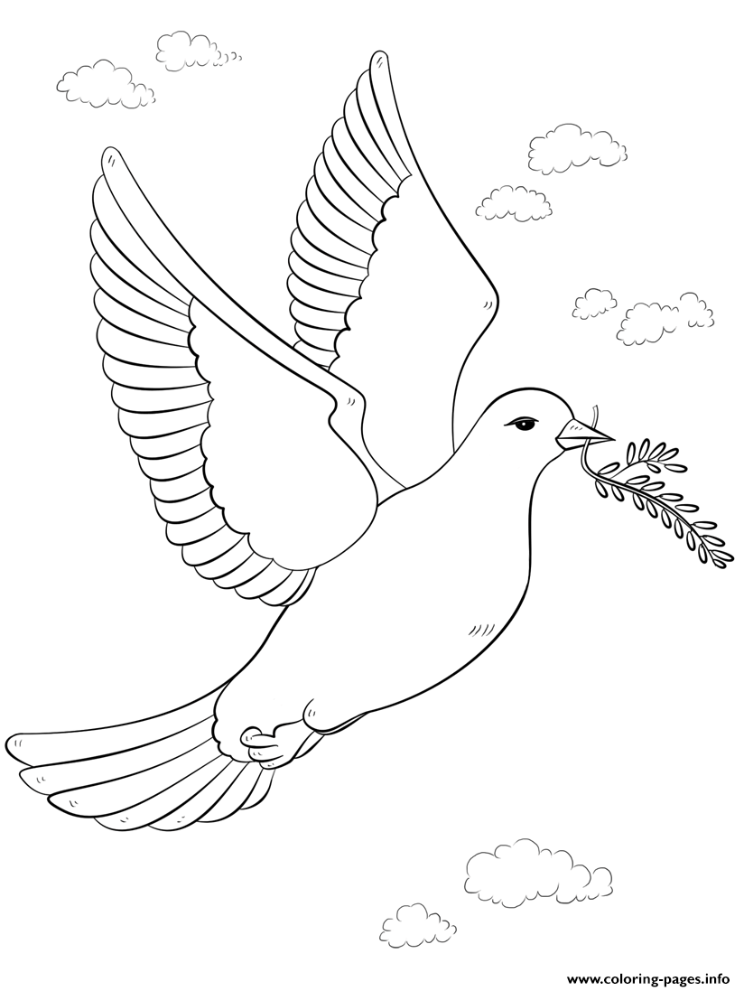 Peace Dove With Olive Branch Coloring Pages Printable