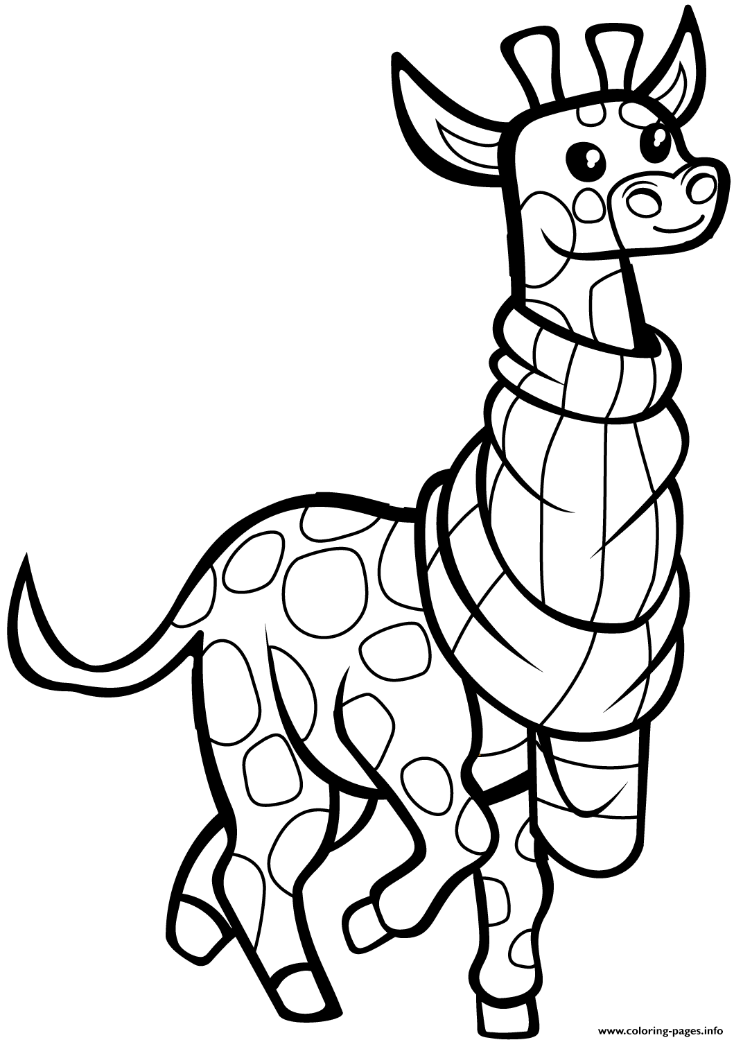 funny giraffe with scarf coloring pages printable