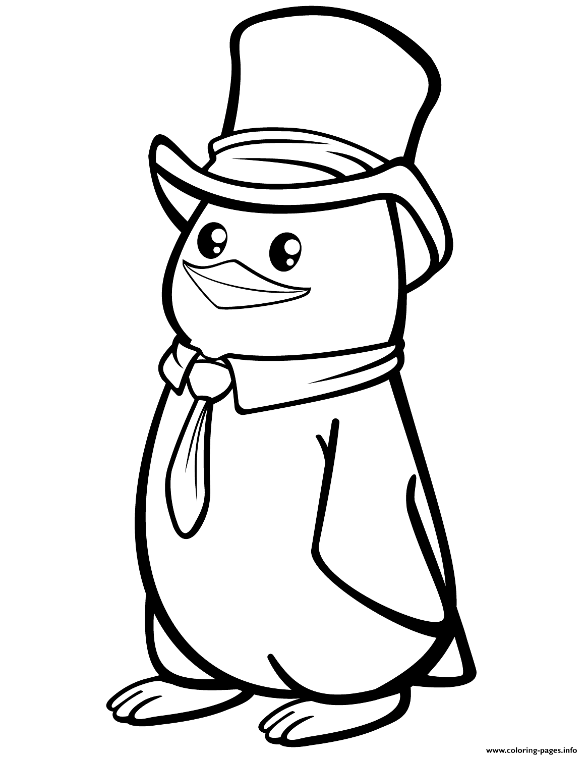 Polar Penguin With A Top Hat coloring