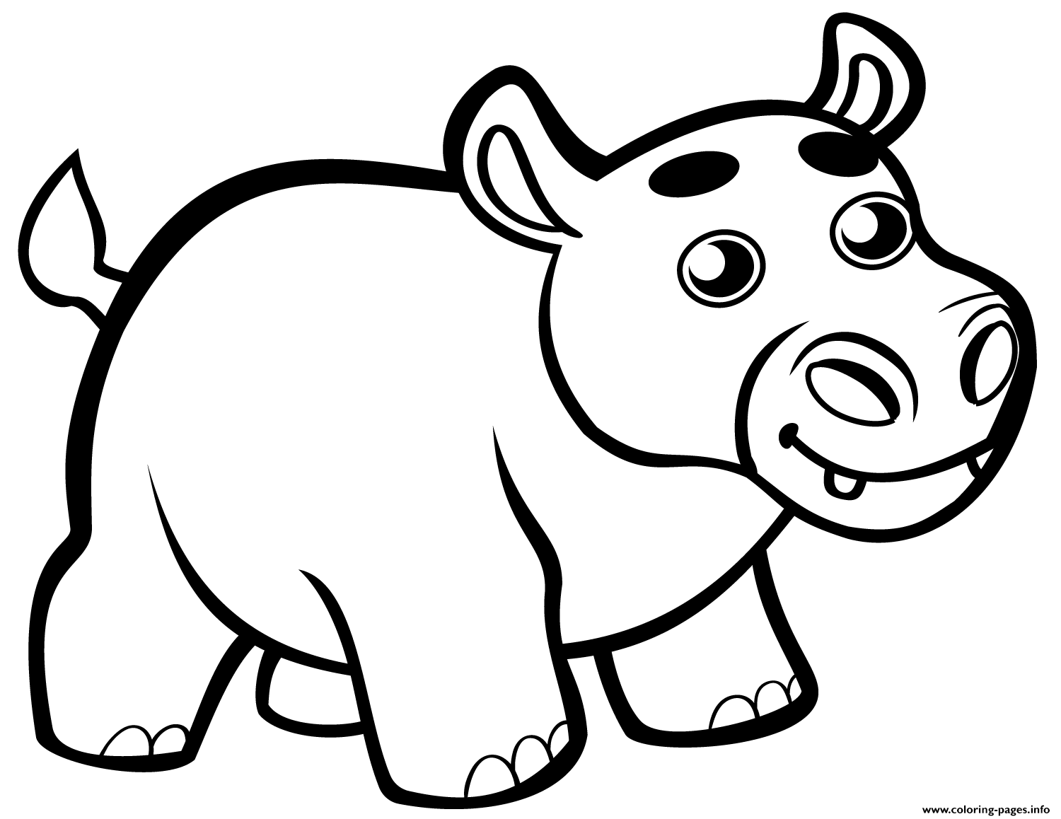 Cute Baby Hippo Coloring Page Printable