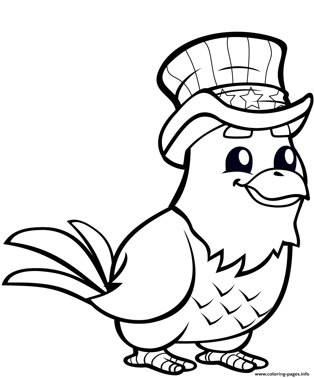 Funny Eagle With Top Hat coloring