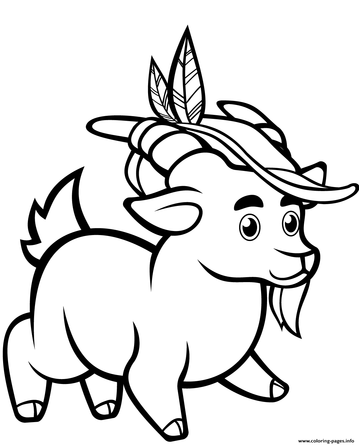 Funny Goat With Alpine Hat coloring