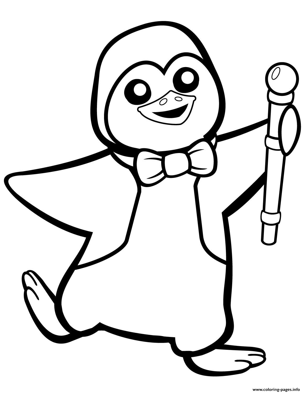 Funny Penguin With Bow Tie coloring
