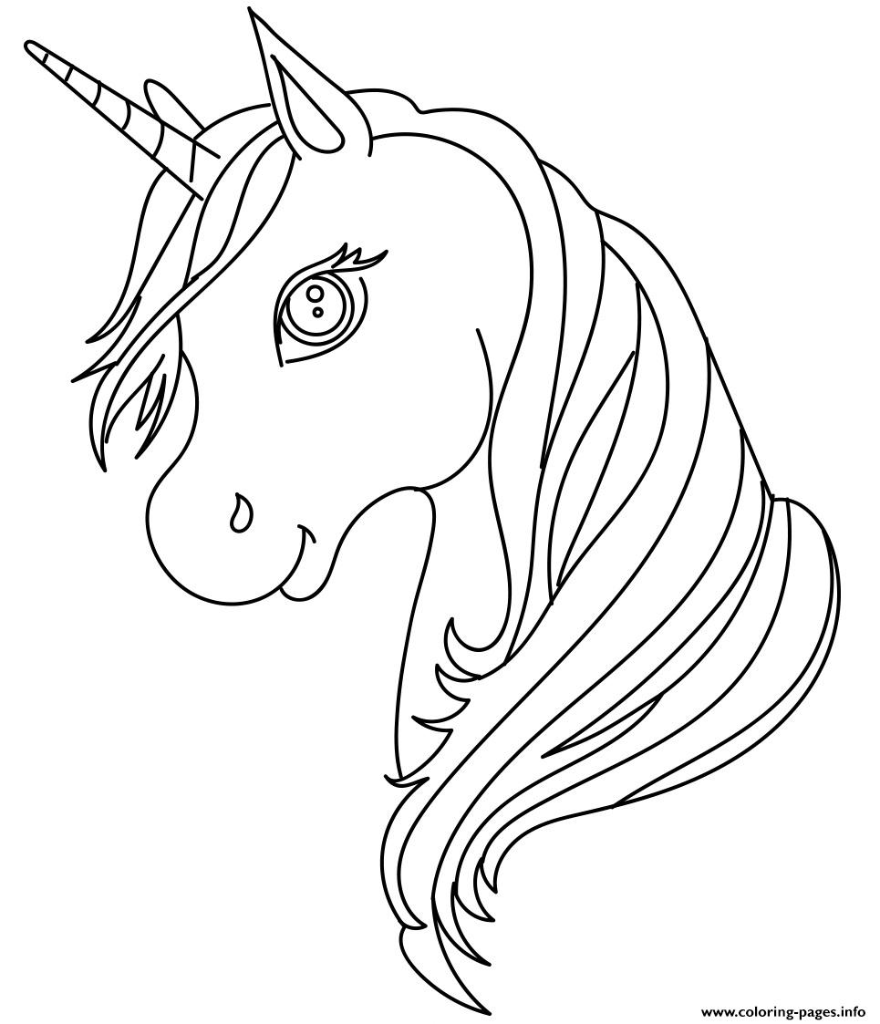 Unicorn Head Cute Simple Coloring page Printable