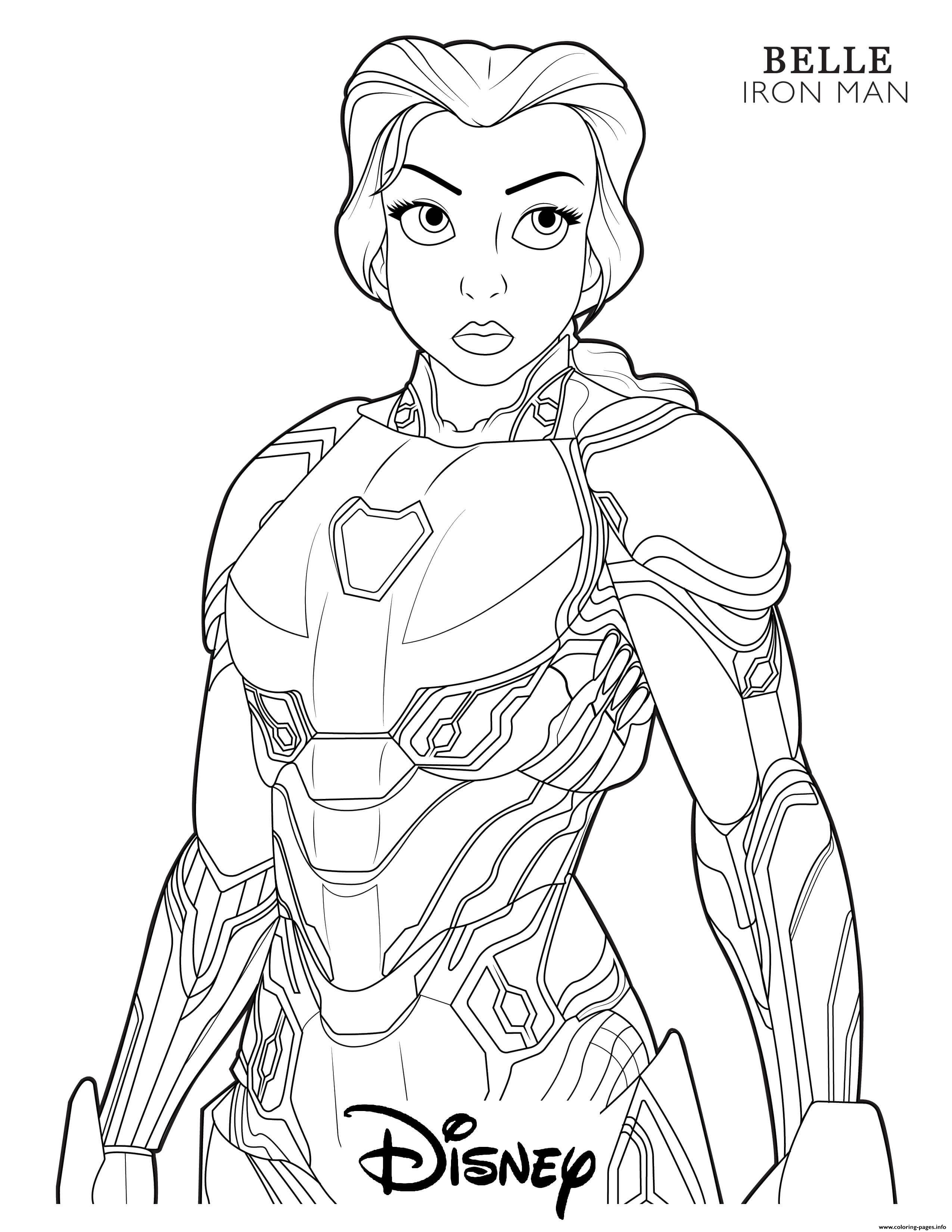 Download Iron Man Belle Disney Avengers Coloring Pages Printable