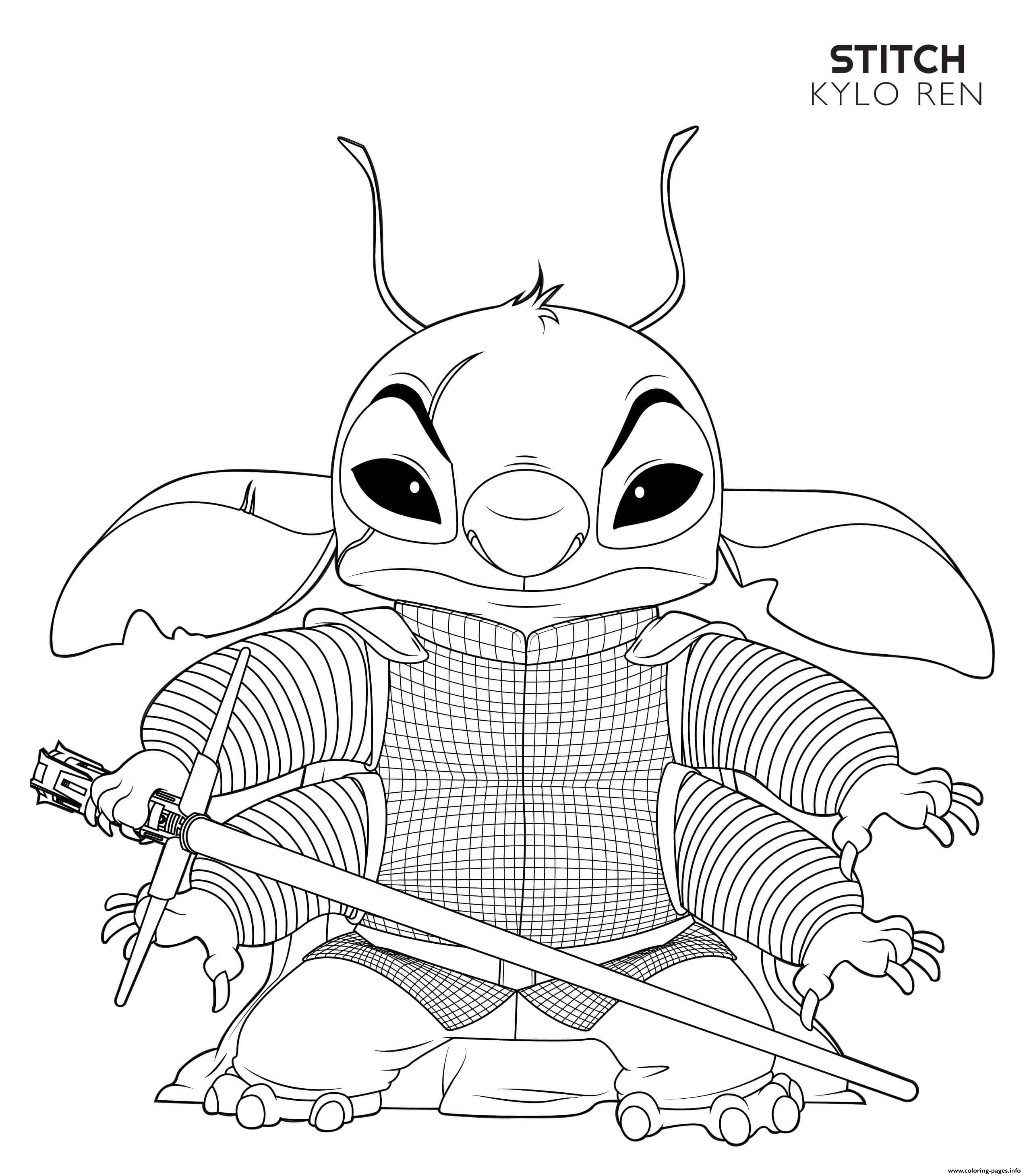 Kylo Ren Stitch Disney Star Wars Coloring Pages Printable