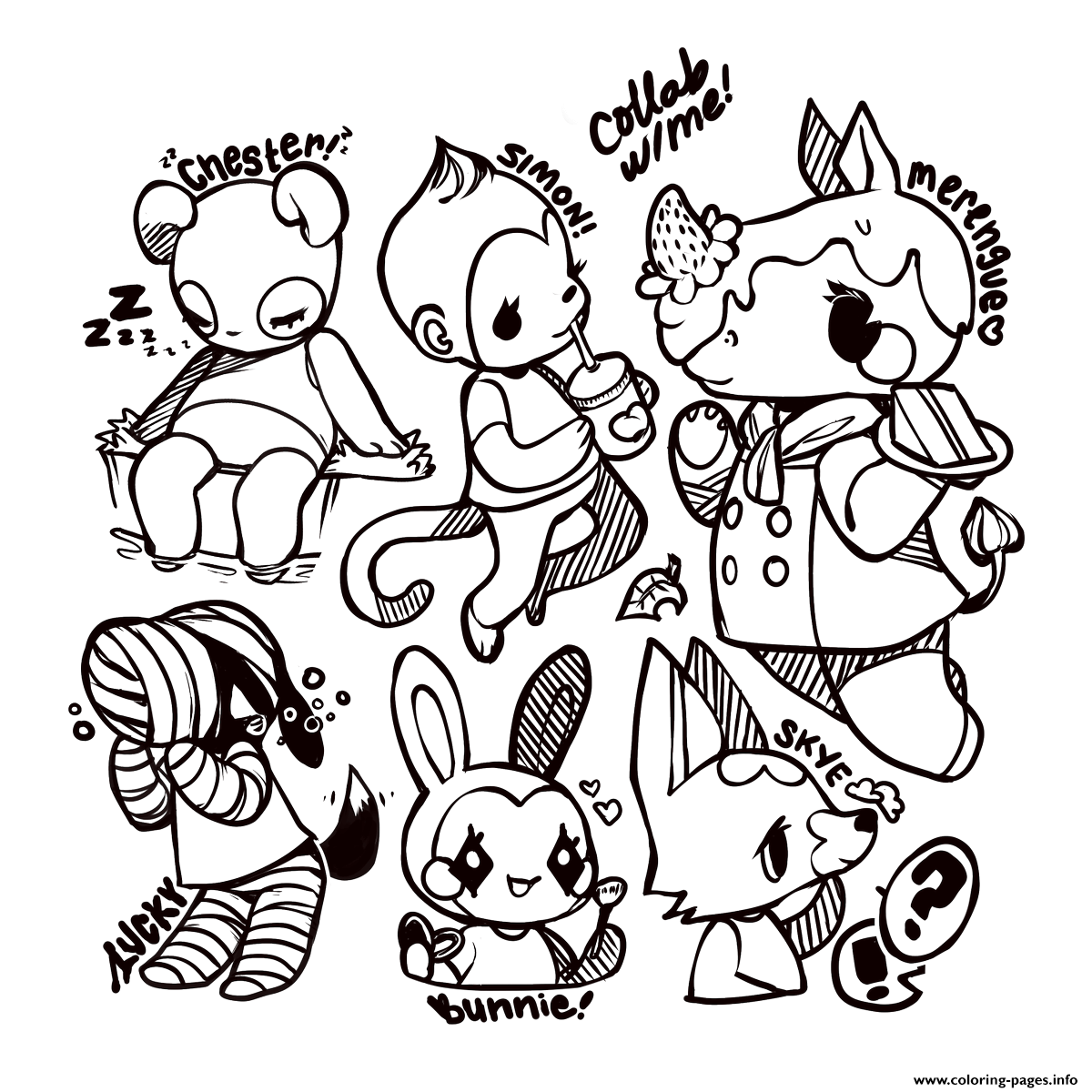 Little Cute Animal Crossing Coloring Page Printable