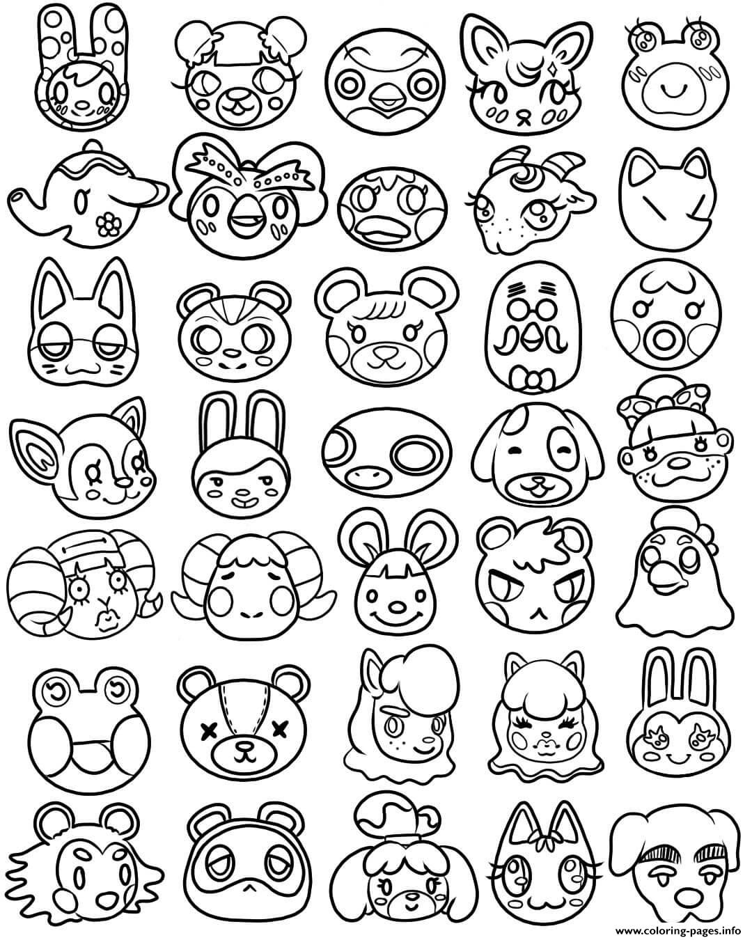 Animal Crossing Kawaii Cute Head Coloring page Printable