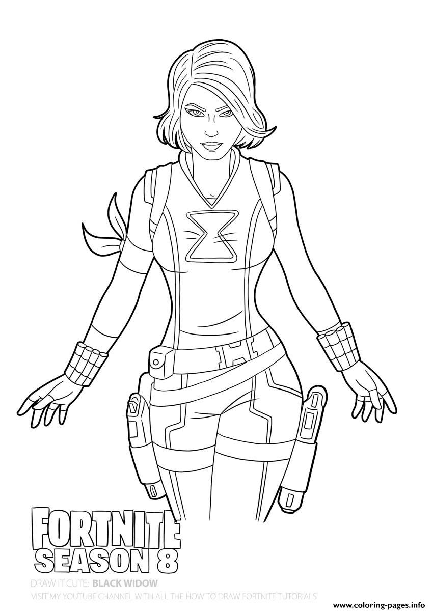 Download BlackWidow In Fortnite Coloring Pages Printable