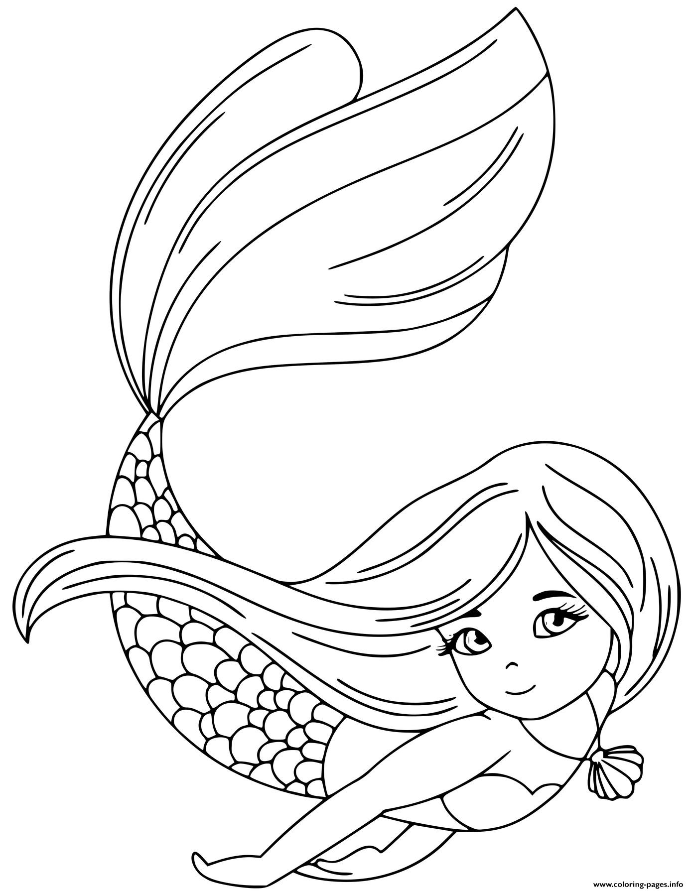 Strong Swimming Princess Mermaid Underwater Coloring page Printable