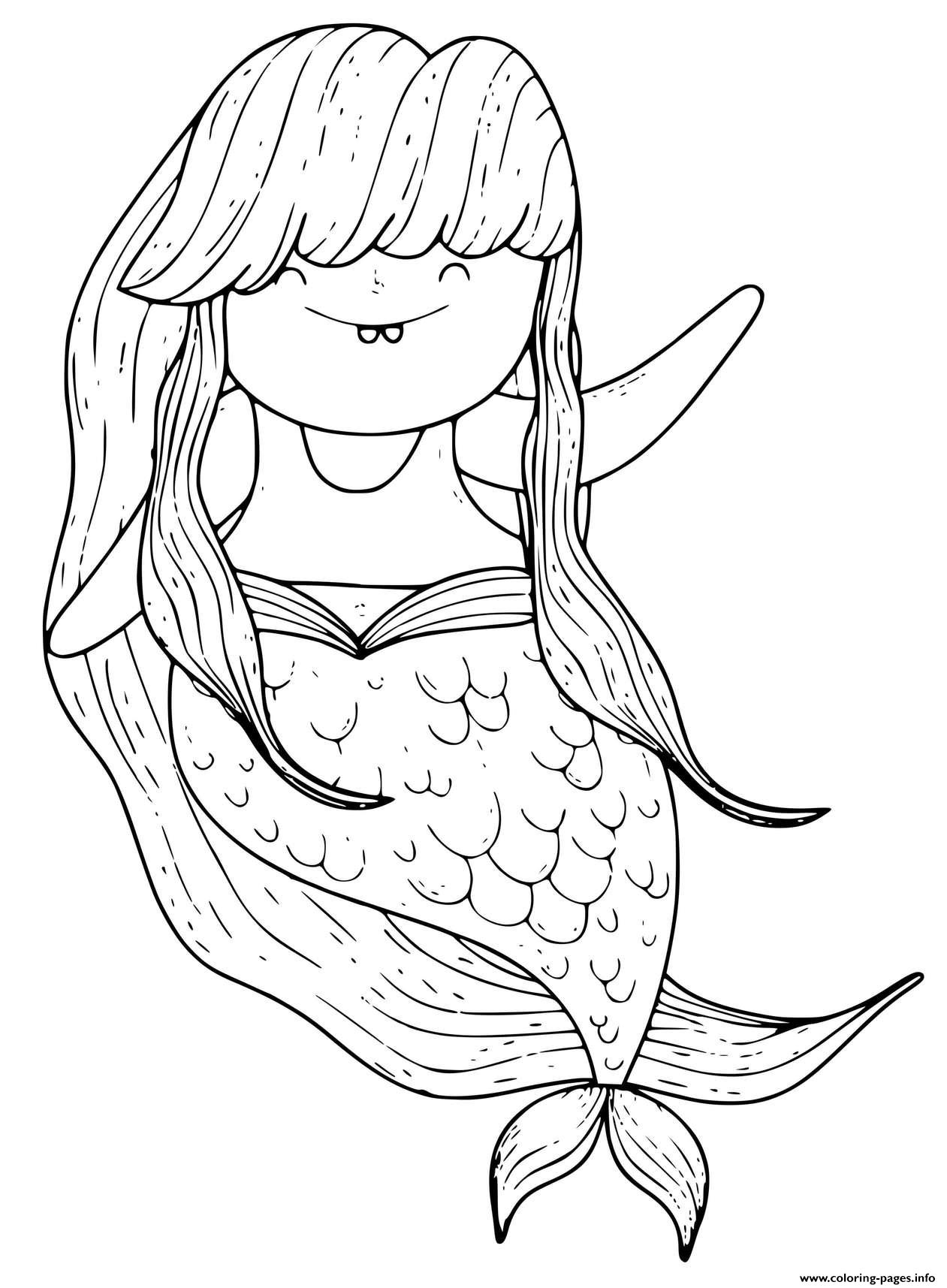 Mermaid With Long Hair Coloring page Printable