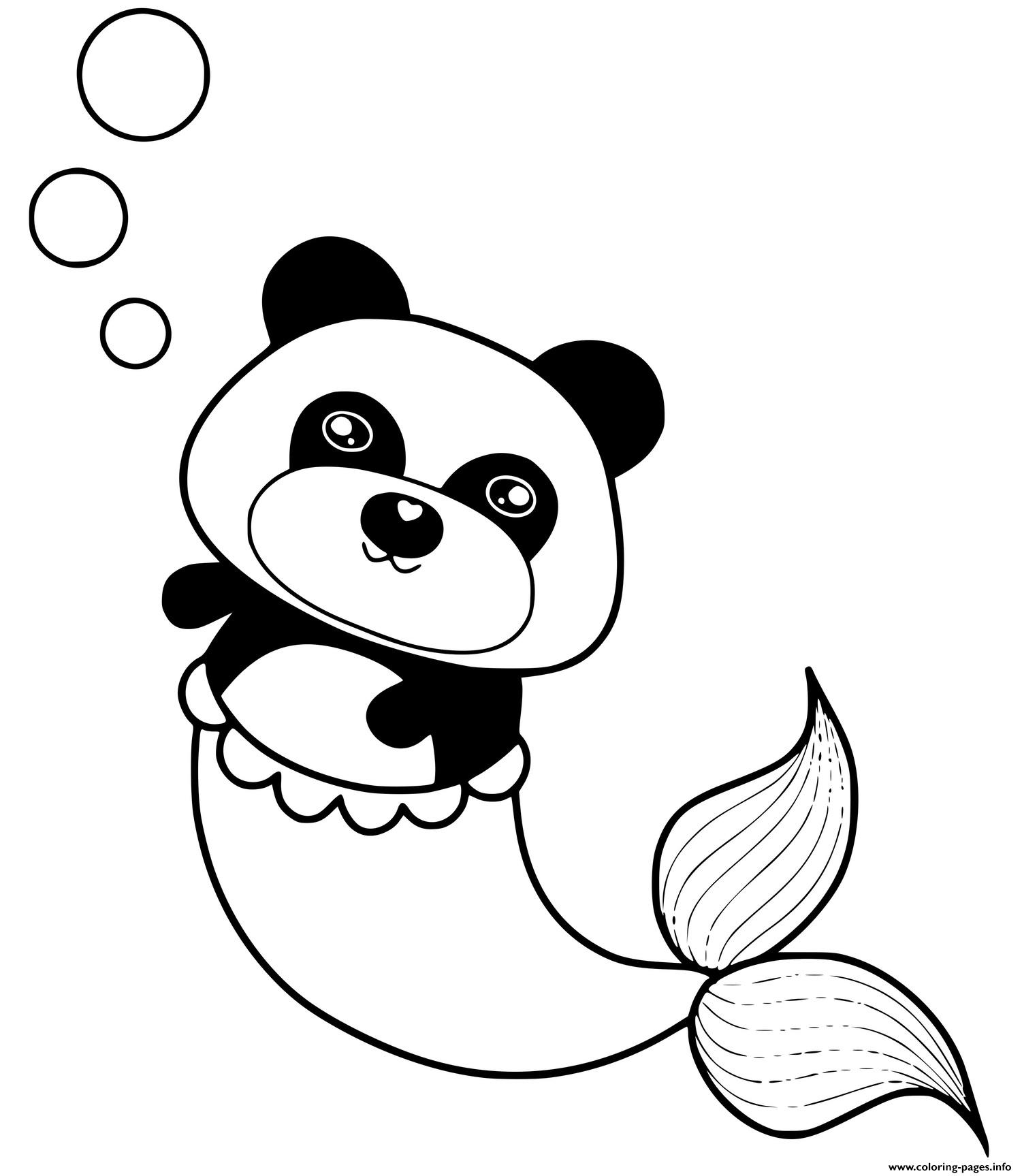 Panda Mermaid Coloring Pages Printable