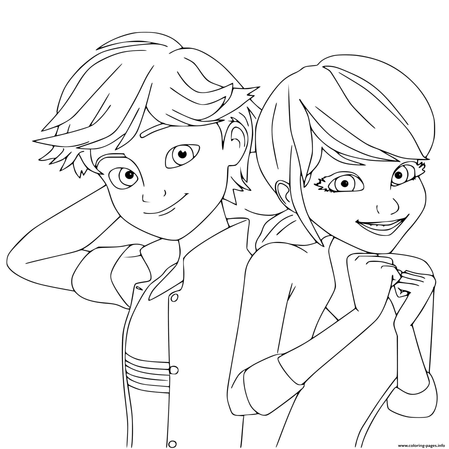 Marinandte Dupain Cheng And Adrien Agreste Coloring page Printable