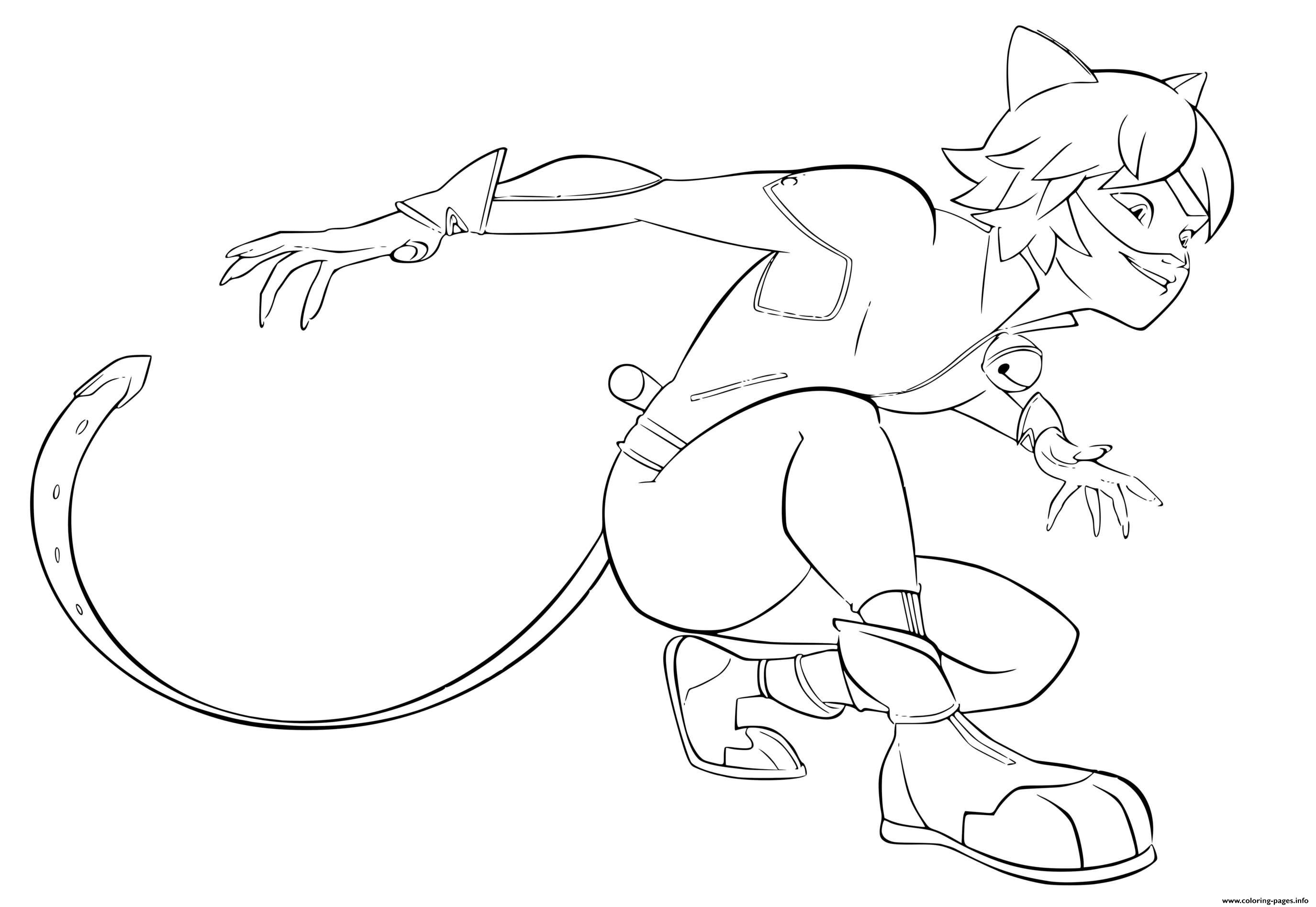 Adrien Chat Noir En Mode Combat Coloring Page Printable