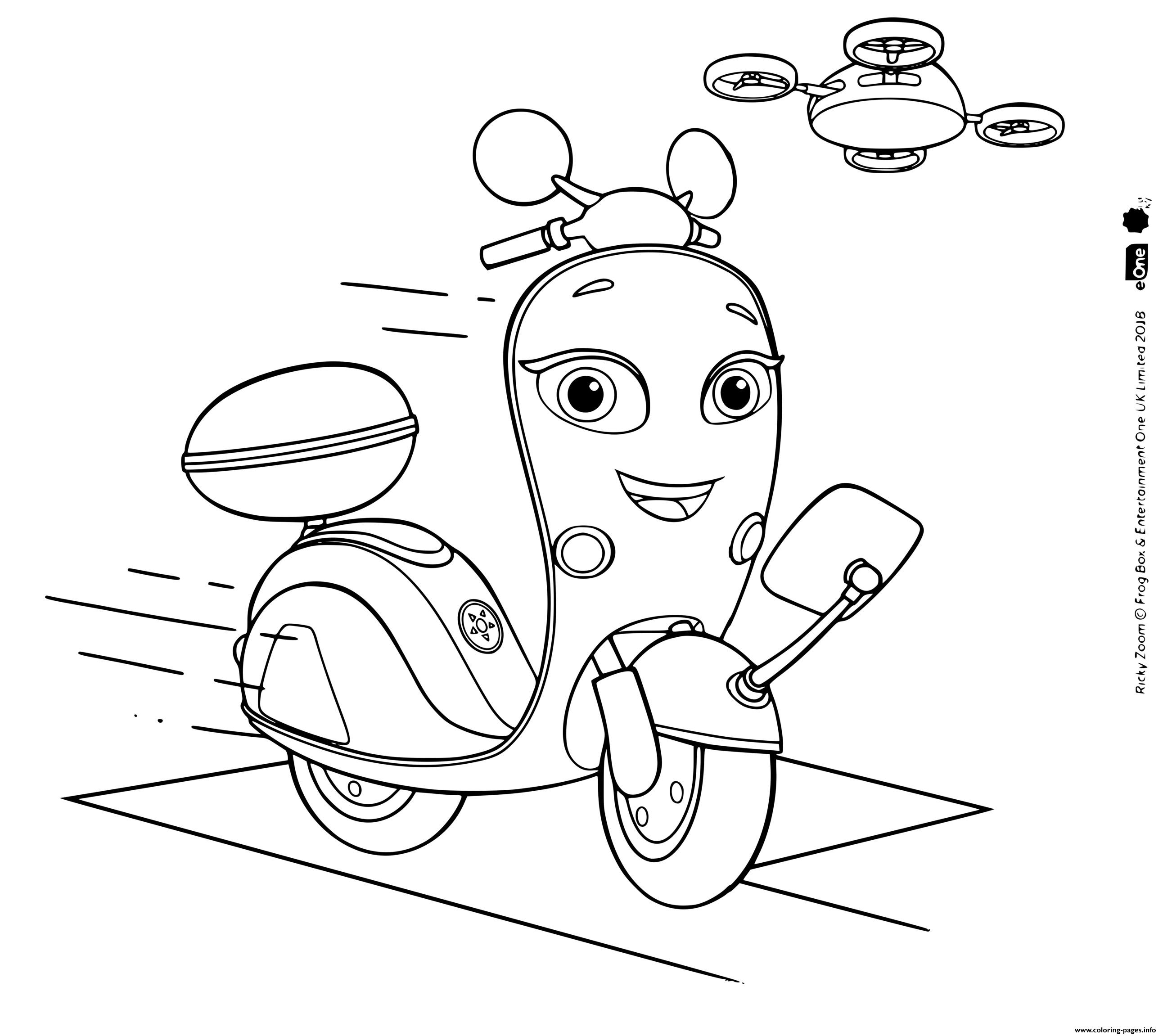 Scootio Wizzbang A Yellow Scooter With Blue Eyes Coloring page Printable