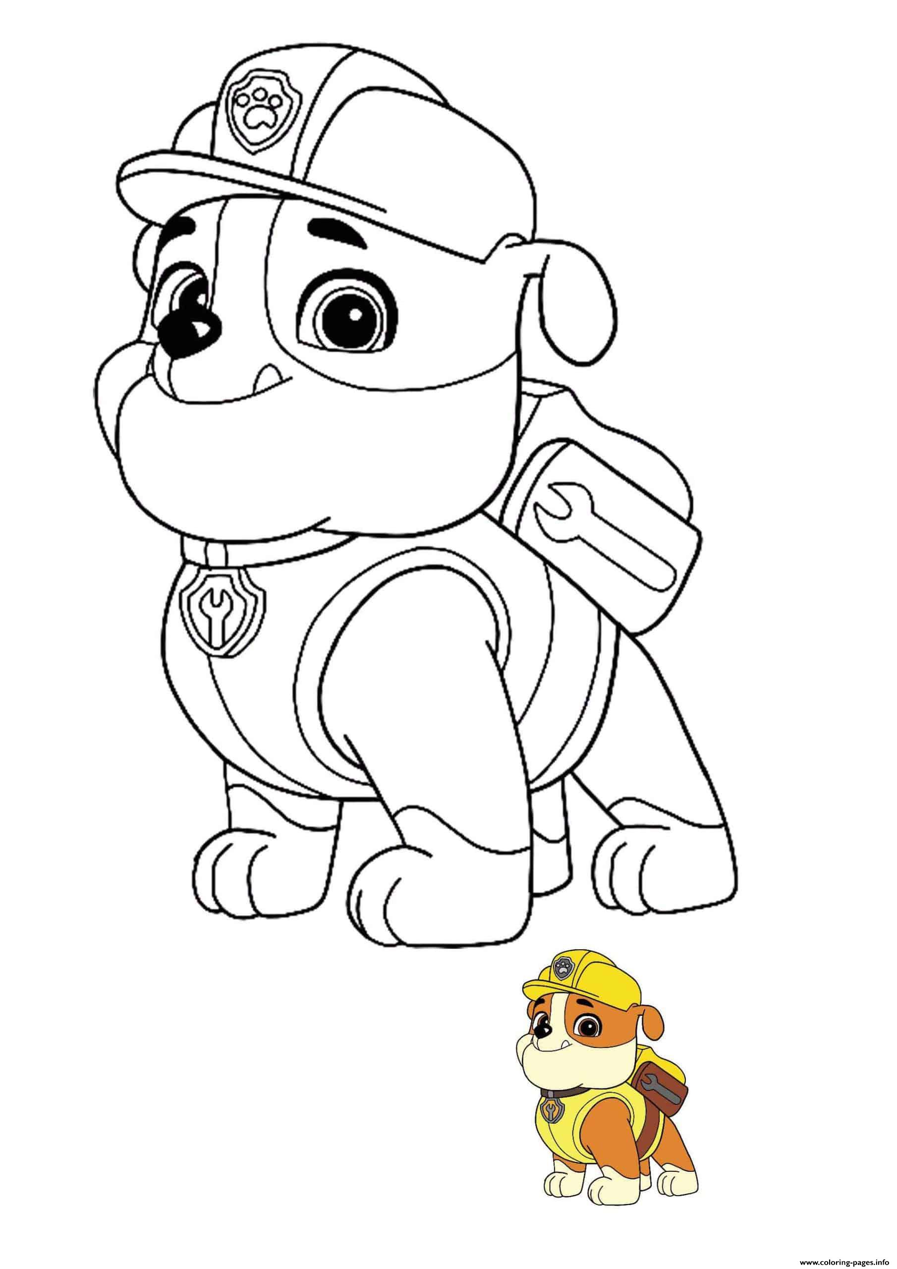 Rubble The Youngest Member Of The Paw Patrol coloring