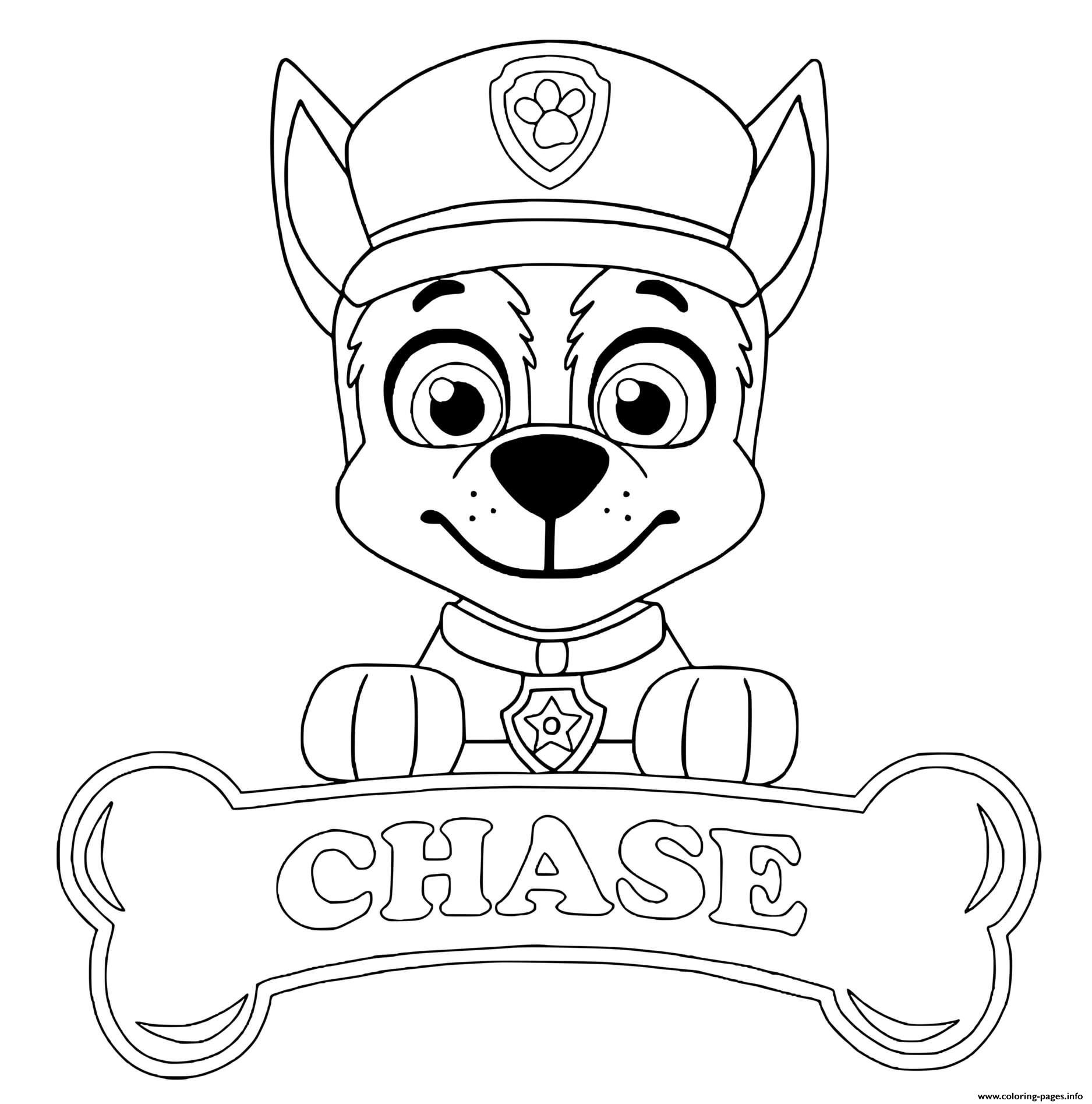 Chase Traffic Cop Pup Coloring Pages Printable