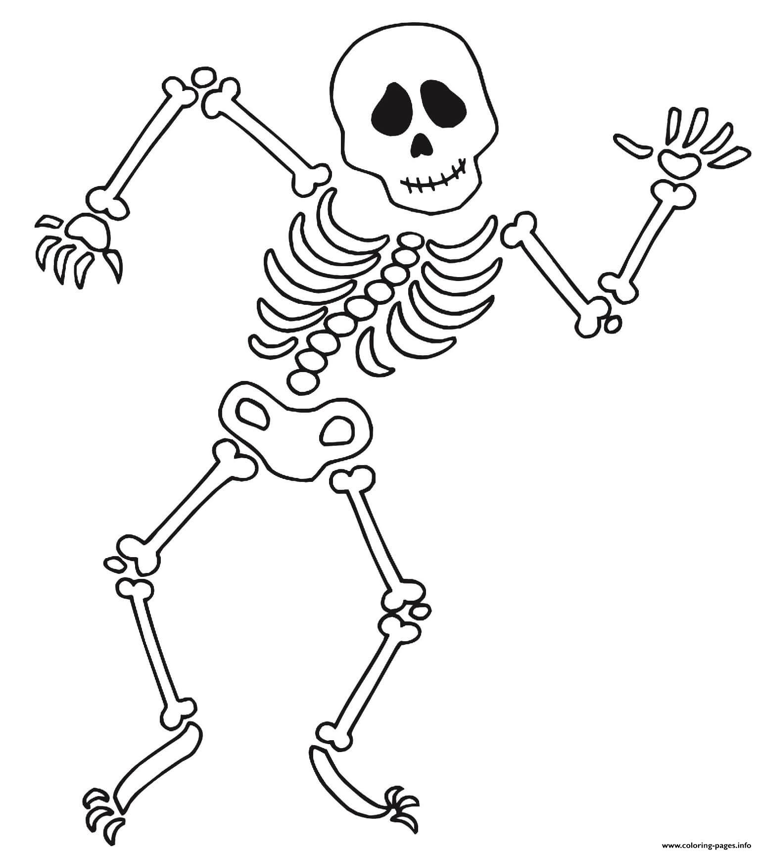 Halloween Dancing Skeleton Bones Coloring Pages Printable