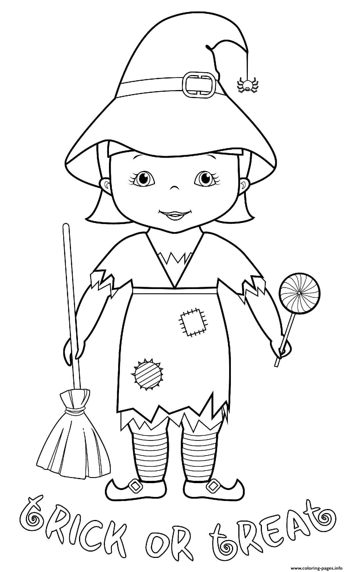 Halloween Trick Treat Witch Costume coloring