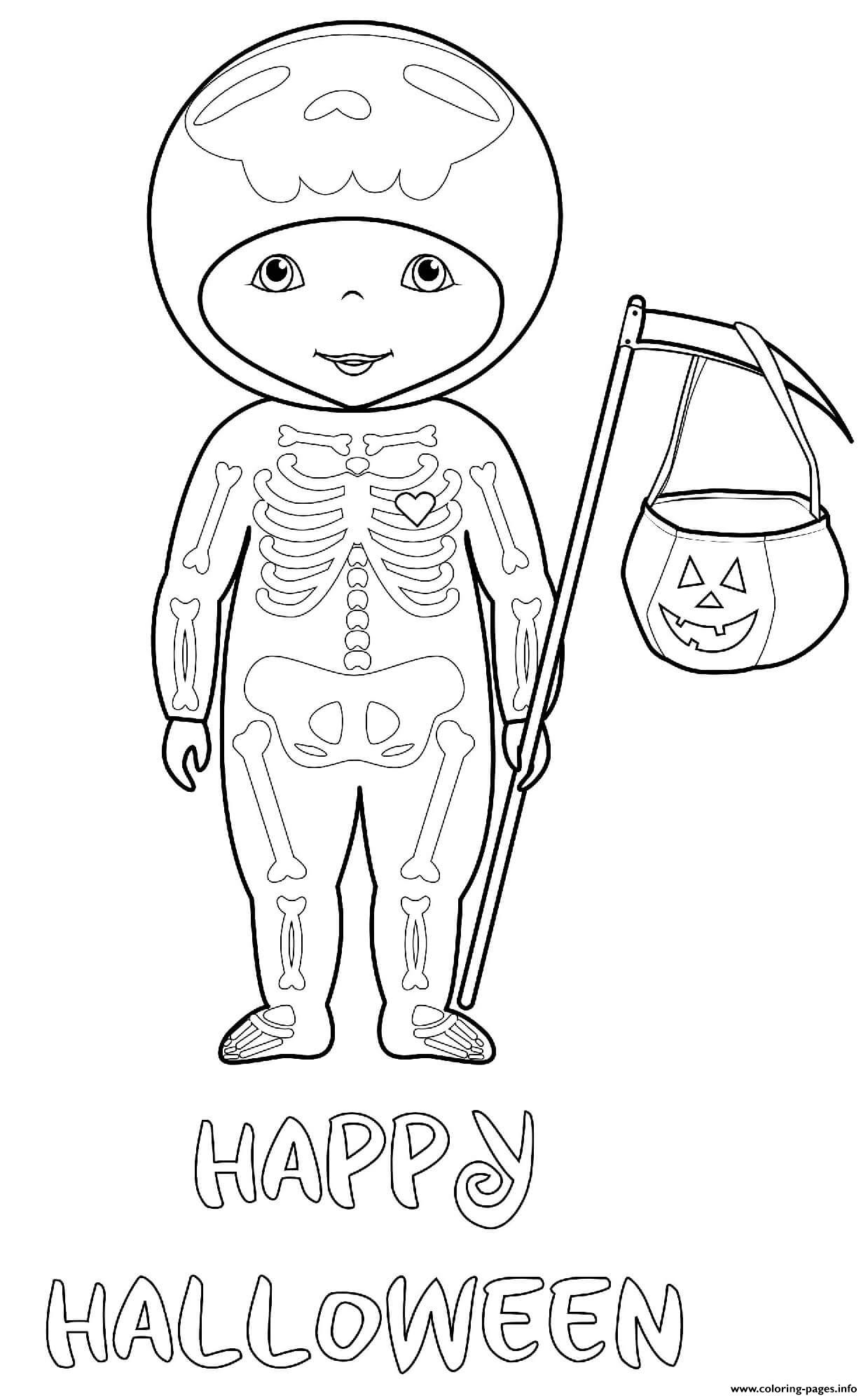 Halloween Skeleton Trick Treat Costume coloring